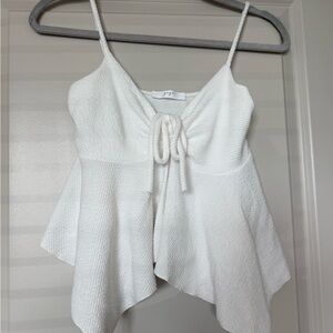 Gaze White Textured Camisole Top